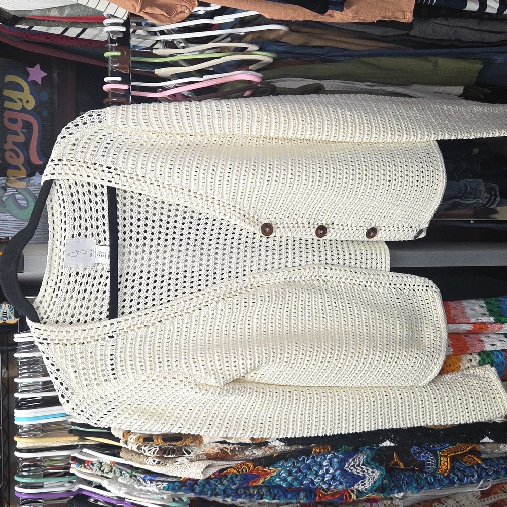 Revolve Joie Open Knit Stitch Crochet Cream White Cardigan SMALL